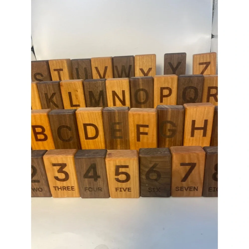 26 English Wood Alphabet Blocks cap and Lower case along with 10 num Wood Blocks
